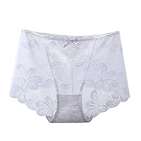 Plus Size Flower Underwear for Women Low Waisted Flattering Thongs Comfor Panties Sexy See Through Soft Briefs Lace
