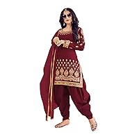 Heavy Embroidered Britalian Soft Silk Punjabi Women wear Festival Party Patiala Straight Mirror work Salwar Kameez 1813