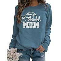 Baseball Mom Sweatshirt Womens Funny Mom Sports Gift Fashion Long Sleeve Baseball Fan Lightweight Pullovers Tops