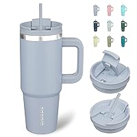 BJPKPK Tumbler With Handle 30 oz Stainless Steel Insulated Tumbler With Lid And Straw For Water Or Ice Coffee,Modern Blue