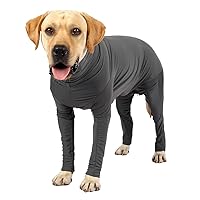 Dog Recovery Suit Anxiety Calming Shirt for Dog E-Collar Alternative Pet Wounds Protector Medical Surgical Clothes Prevent Shedding Hair Jumpsuits Suit for Home, Car, Travel (XS, Dark Grey)