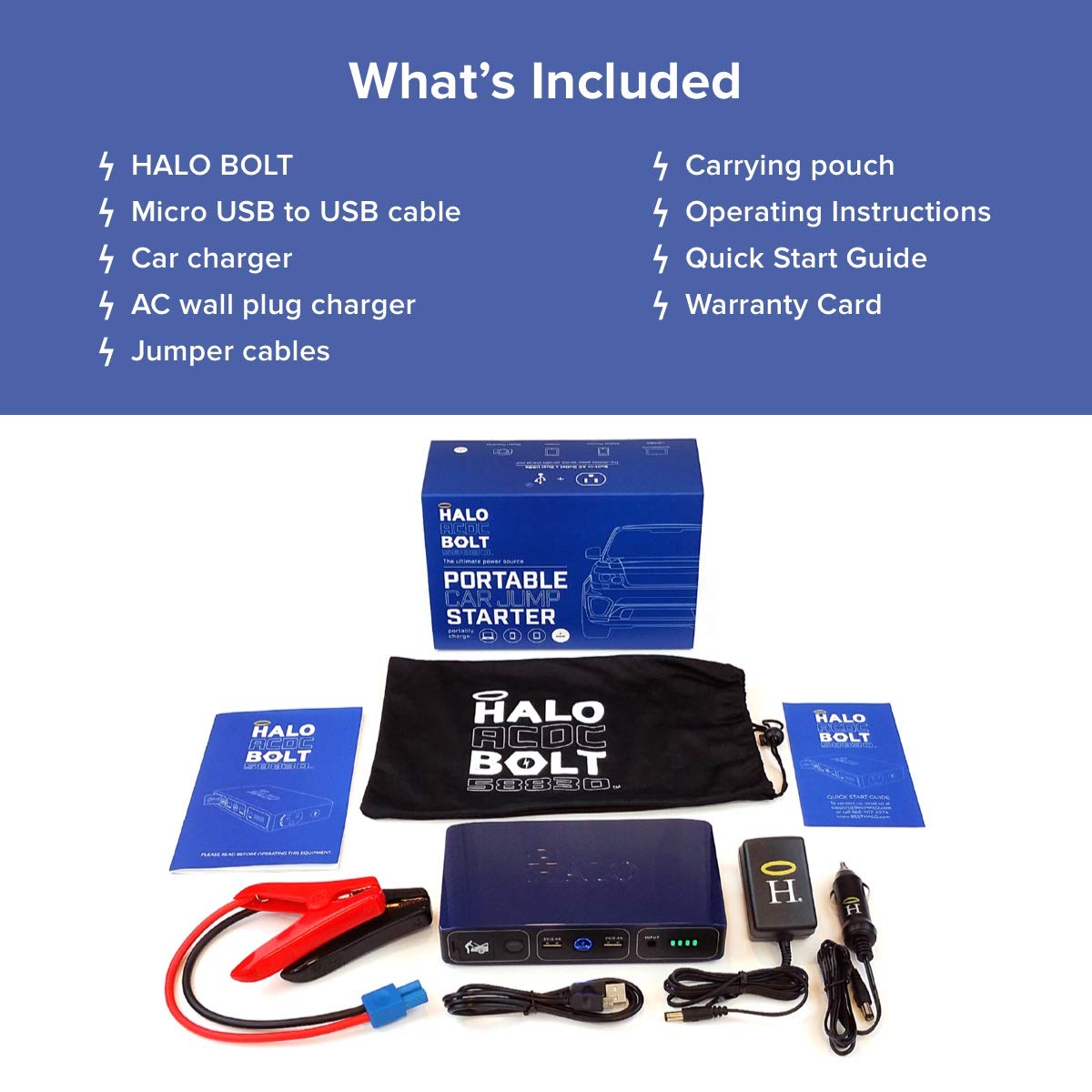 Mua HALO Bolt 58830 mWh Portable Phone Laptop Charger,Usb, Car Jump Starter  with AC Outlet and Car Charger Gold trên Amazon Mỹ chính hãng 2023  Giaonhan247
