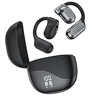 True Open Ear Headphones for Long-Lasting Comfort, 5.4 Bluetooth Sport Earbuds with LED Display IPX5 Waterproof for Sports, Driving, Office (Black)