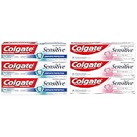Colgate Sensitive Toothpaste, Complete Protection, Mint - 6 Ounce (Pack of 3) & Whitening Toothpaste for Sensitive Teeth, Enamel Repair and Cavity Protection, Fresh Mint Gel, 6 Oz (Pack of 3)