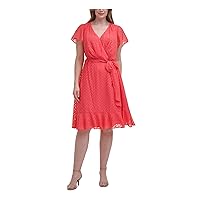 Jessica Howard Women's Butterfly Sleeve Fit and Flare Dress with Tiered Flounce Hem