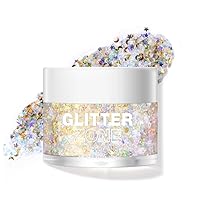 Ofanyia Body Glitter Gel, Holographic Chameleon Sequins Glitter Gel for Face Hair and Body Makeup, Long Lasting Waterproof Color Shifting Sparkling Glitter Gel for Festival Party Makeup (05#)