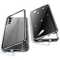 Jonwelsy Anti Peeping Case for Samsung Galaxy S22, 360 Degree Front and Back Privacy Tempered Glass Cover, Anti SPY Screen, Anti Peep Magnetic Adsorption Metal Bumper for Samsung S22 (Black)