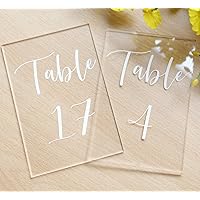 UNIQOOO Acrylic Wedding Table Number | 4x6 inch 1-20 Printed Calligraphy Sign, Holder NOT Included