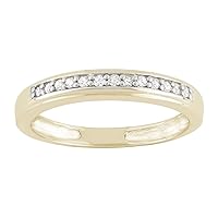 1/10 Carat Total Weight (cttw) Sterling Silver Wedding Band with White Diamonds Ring for Women