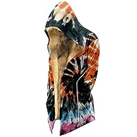 Wearable Oversized Tie Dye Blanket Hoodie With Zip For Women Men Fuzzy Plush Warm Sherpa Comfy Blanket Sweatshirt