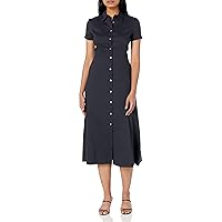 Theory Women's Short-Sleeved Button Down Midi Dress