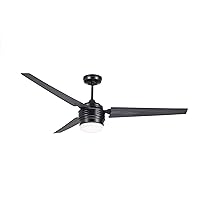 Luminance Avenue LED Ceiling Fan Large 60 Inch Fixture with Dimmable Lighting and Wall Control Contemporary Design with Downrod for Overhead Hanging, Barbeque Black