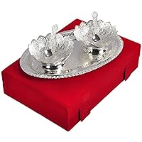 Silver Plated Floral Shaped Brass Bowl Set Of 5 Pieces