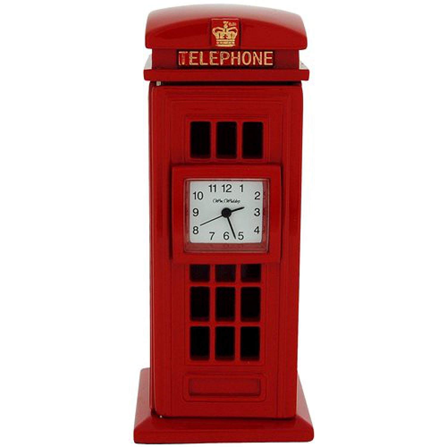 Miniature Red Telephone Box Novelty Quartz Movement Collectors Clock 9756