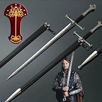 Medieval Sword, Lord of The Rings LOTR Anduril Sword of King Elessar with Wall Plaque Available in 40 or 44 inches Length, The Hobbit Sword Collections (40 inches)