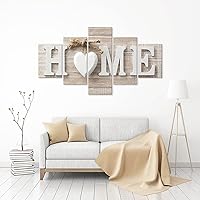 SUNYSUBY 5 Piece HOME Sign Canvas Wall Art Painting Modern Decor Abstract Painting Artwork On Canvas Print Picture Decoration for Bedroom Living Room Framed Ready to Hang (HOME LOVE, W50 x H23)