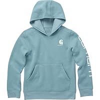 Carhartt Girls' Hoodie Fleece Pullover Sweatshirt, Porcelain Heather, 6X