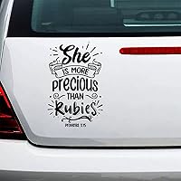 Vinyl Car Decal She is More Precious Than Rubies Proverbs 3-15 3in Waterproof Sticker Decal Cars Laptops Wall Doors Windows Decal Sticker Bumper Sticker Decoration.