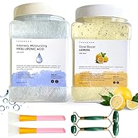 Hyaluronic & Lemon Jelly Face Mask for Facials Hydrating, Brightening & Nourishing Jelly Mask with Free Jade Roller & Spatula | Professional Hydrojelly Masks | Vajacial Jelly Mask Powder | 23 Oz