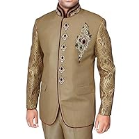 Mens Tan 2 Pc Jodhpuri Suit Royal Engagement JO258