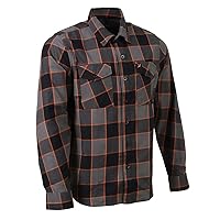 Milwaukee Leather MNG11648 Men's Grey with Brown and Orange Long Sleeve Cotton Flannel Shirt - X-Large