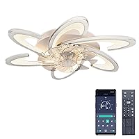 Bossen Ceiling Fan with Light, Φ67cm, 70W Quiet Modern Led Ceiling Light Fan Light with Remote Control and APP Dimmable 6 Lights for Living Room Bedroom Dining Room Ceiling Fans with Lamps (White)