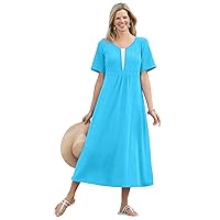 Woman Within Women's Plus Size Layered Knit Empire Dress - 3X, Paradise Blue