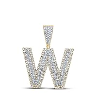 The Diamond Deal 14kt Two-tone Gold Mens Round Diamond W Initial Letter Charm Pendant 1-1/3 Cttw