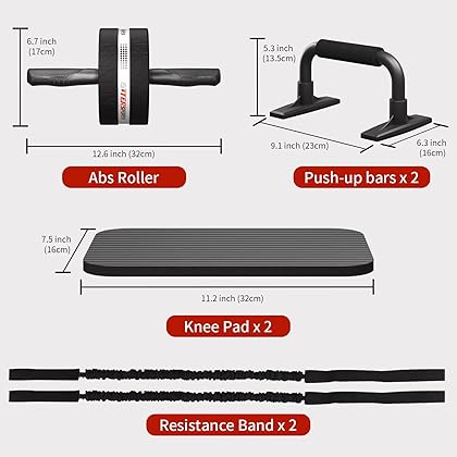 EnterSports Ab Rollers Wheel Kit, Exercise Wheel Core Strength Training Abdominal Roller Set with Push Up Bars, Resistance Bands, Knee Mat Home Gym Fitness Equipment for Abs Workout