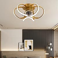 Ceiling Fans, Mute Fan with Ceiling Light Small Fan Lighting 3 Speeds Bedroom Led Ceiling Fan Light and Remote Control Modern Living Room Quiet Fan Ceiling Light with Timer/Gold