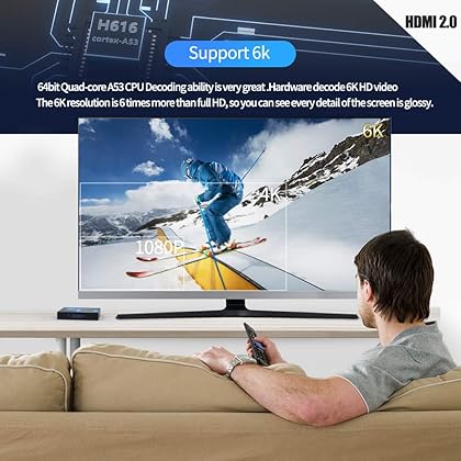 Android 10.0 TV Box 4GB / 32GB, Dual WiFi 2.4GHz/5GHz Bluetooth 5.0 6K Ultra HD/ 3D/ H.265 Ethernet with Mini Wireless Backlit Keyboard