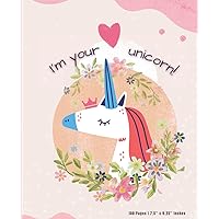 Unicorn Composition Notebook: Primary Story Journal /School Exercise Book, 100 pages (7.5''x 9.25'' inches) For Drawing, Doodling, Sketching, Taking ... Pages for Picture - Flower Unicorn Theme