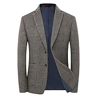 Men Blazer Jacket Coat Autumn Winter Business Casual Solid Wool Double Breasted Suits Blazer