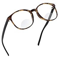 LifeArt Bifocal Reading Glasses with Round Lenses, Blue Light Blocking Glasses, Gaming Glasses, TV Glasses for Women Men, Anti Glare(Tortoise, 0.00/+3.00 Magnification)