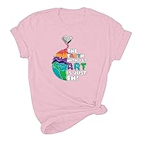 The Earth Without Art is Just Eh T-Shirts Women Funny Letter Earth Day Tees Art Teacher Casual Short Sleeve Tops