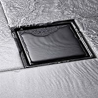 ELLO&ALLO 6 Inch Square Shower Drain Black Floor Drain with Flange Reversible 2-in-1 Cover Tile Insert Grate Removable SUS304 Stainless Steel Matte Black
