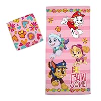 Franco Paw Patrol Girls Kids Bath/Pool/Beach Soft Absorbent Cotton Terry Towel with Washcloth 2 Piece Set, 50 in x 25 in