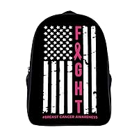 Breast Cancer Flag 16 Inch Backpack Business Laptop Backpack Double Shoulder Backpack Carry on Backpack for Hiking Travel Work