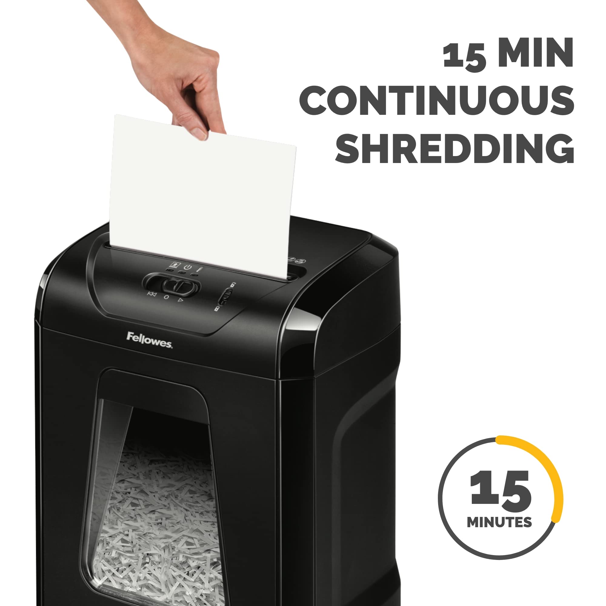 Fellowes Powershred 12C15 12-Sheet Crosscut Paper Shredder for Office and Home with Safety Lock, Black 4014401