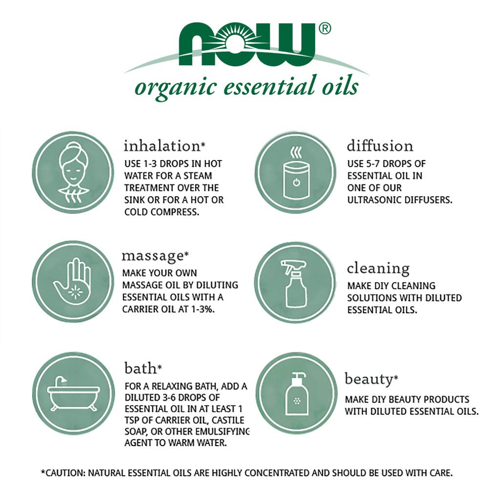 NOW Essential Oils, Organic Eucalyptus Globulus Oil, Clarifying Aromatherapy Scent, Steam Distilled, 100% Pure, Vegan, Child Resistant Cap, 1-Ounce