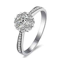 10k/14k/18k Gold Engagement Wedding Ring for Her 1ct Moissanite 5A Cubic Zirconia Halo Ring Promise for Women