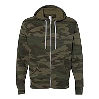 Independent Trading Co Unisex Full-Zip Hooded Sweatshirt XL Forest Camo