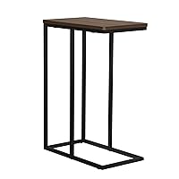 Household Essentials Walnut Industrial Narrow End Table | Metal C Shaped Frame and Rectangle Faux Wood Top, C Table