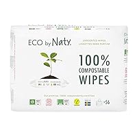 Eco by Naty Baby Wipes Unscented - 100% Compostable and Plant-Based Wipes, Good for Babies and Newborn Sensitive Skin (168 Count - 3 packs of 56)