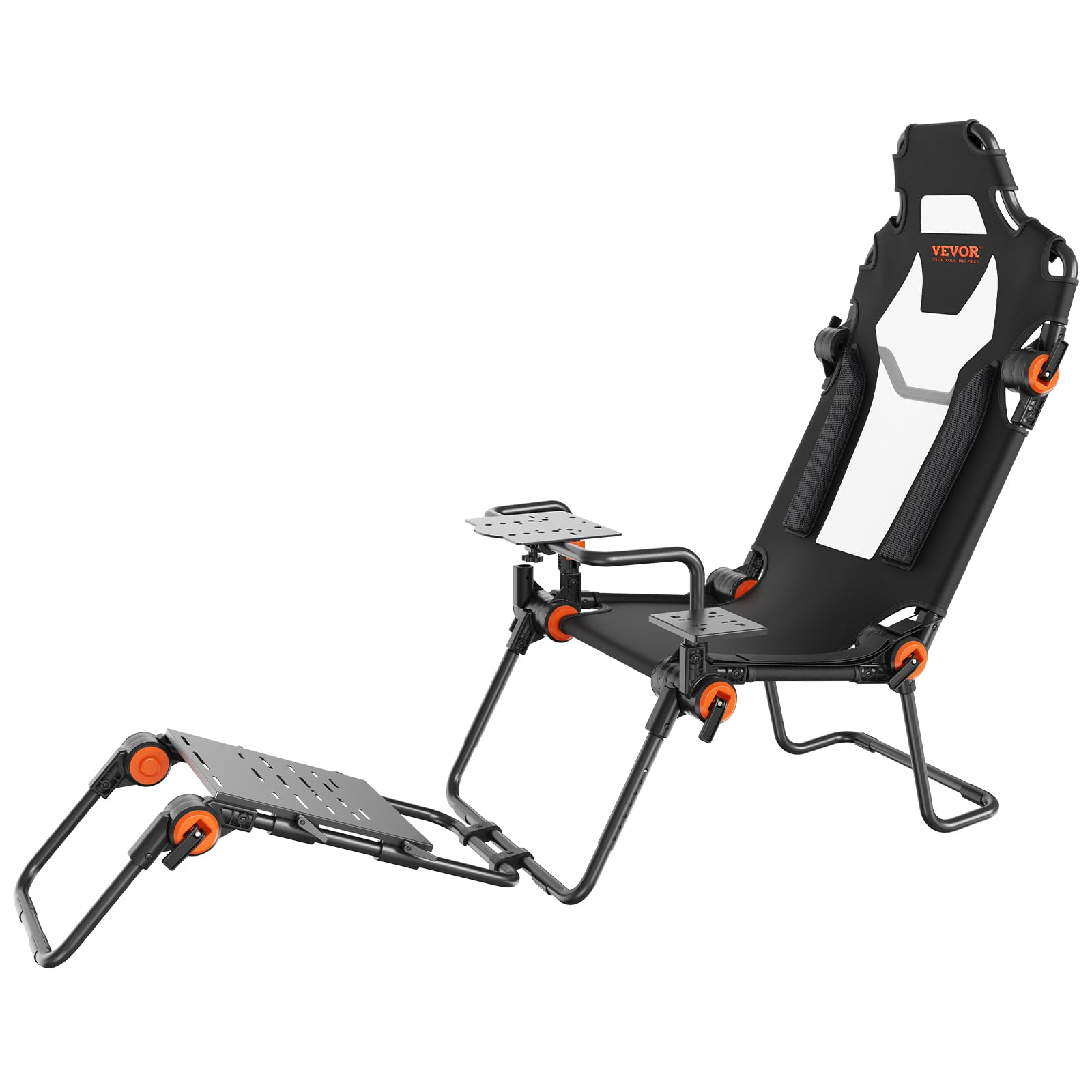 VEVOR Racing Wheel Stand Foldable Fit for Logitech,Thrustmaster,Fanatec,Hori,Mad Catz, Carbon Steel Driving Simulator Cockpit Adjustable Pedal & Dual-Mode Seating,Fit Most Steering Wheels and Pedals