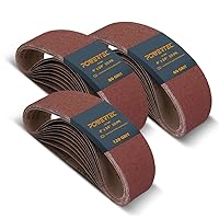 POWERTEC 4 x 24 Inch Sanding Belts, 10 Each of 60 80 120 Grits, 30PK, Aluminum Oxide Belt Sander Sanding Belt Assortment, Sandpaper for Oscillating Belt and Spindle Sander (110091)