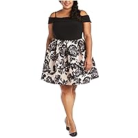 Morgan & Co Womens Trendy Fit & Flare Dress, Black, 16W