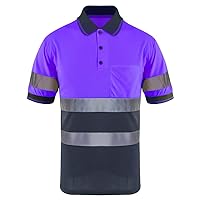 Safety Hi Vis Polo Short Sleeve Shirts Men Construction Protective Workwear
