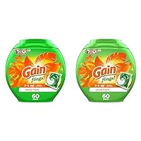 Gain flings! Laundry Detergent Soap Pacs HE Compatible 60 ct Long Lasting Scent Island Fresh (Pack of 2)