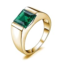 Real Gold 10/14/18K 2Carat Princess Cut Ruby/Sapphire/Emerald/BlackOxyn/Moissanite Men's Rings,Anniversary Engagement Band Ring for Valentine's Day Gift For Him